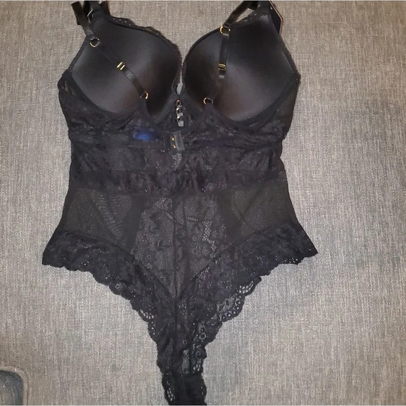 RACHEL Rachel Roy Black Lace Woman's Molded cup teddy Bodysuit Size XL - Picture 11 of 16